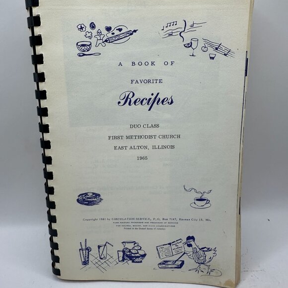 Vintage 1965 Recipe Book First Methodist Church East Alton Illinois Spiral Bound - Picture 3 of 7
